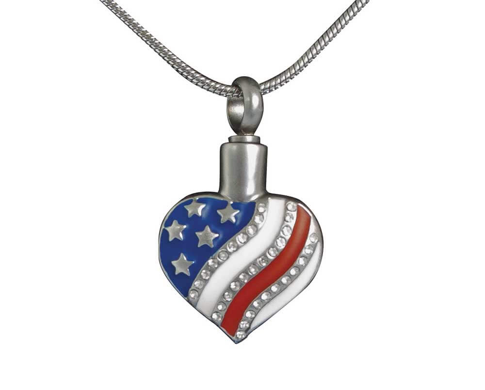 flag heart pendant